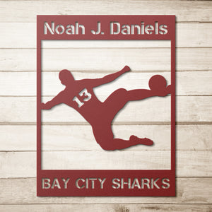 Personalized Soccer Player Metal Wall Art Poster