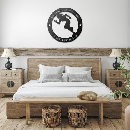Personalized Track & Field Girl Metal Wall Art