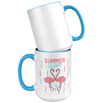Load image into Gallery viewer, Summer Love Flamingos Coffee Mug 15 Oz. in blue
