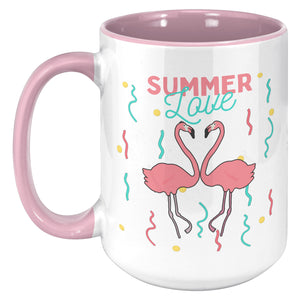 Summer Love Flamingos Coffee Mug 15 Oz. pink
