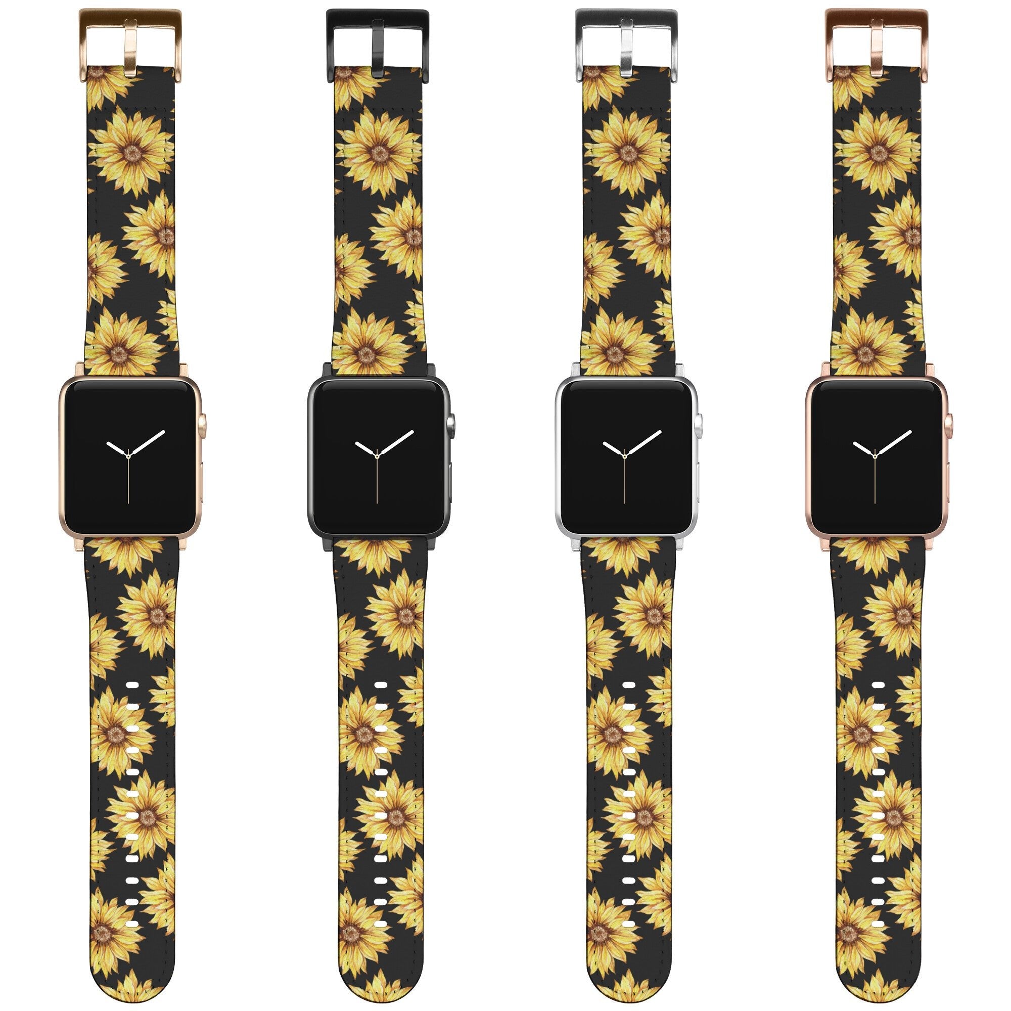 Sunflowers Apple Watch Band Black
