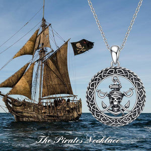 Sterling Silver Pirate Skull Necklace