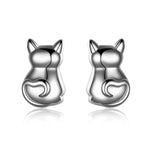 Load image into Gallery viewer, Silver Cat Stud Earrings
