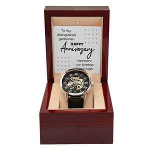 OpenWorks Watch with Anniversary Card Gift Box, Exposed Gears Men's Wristwatch in luxury box