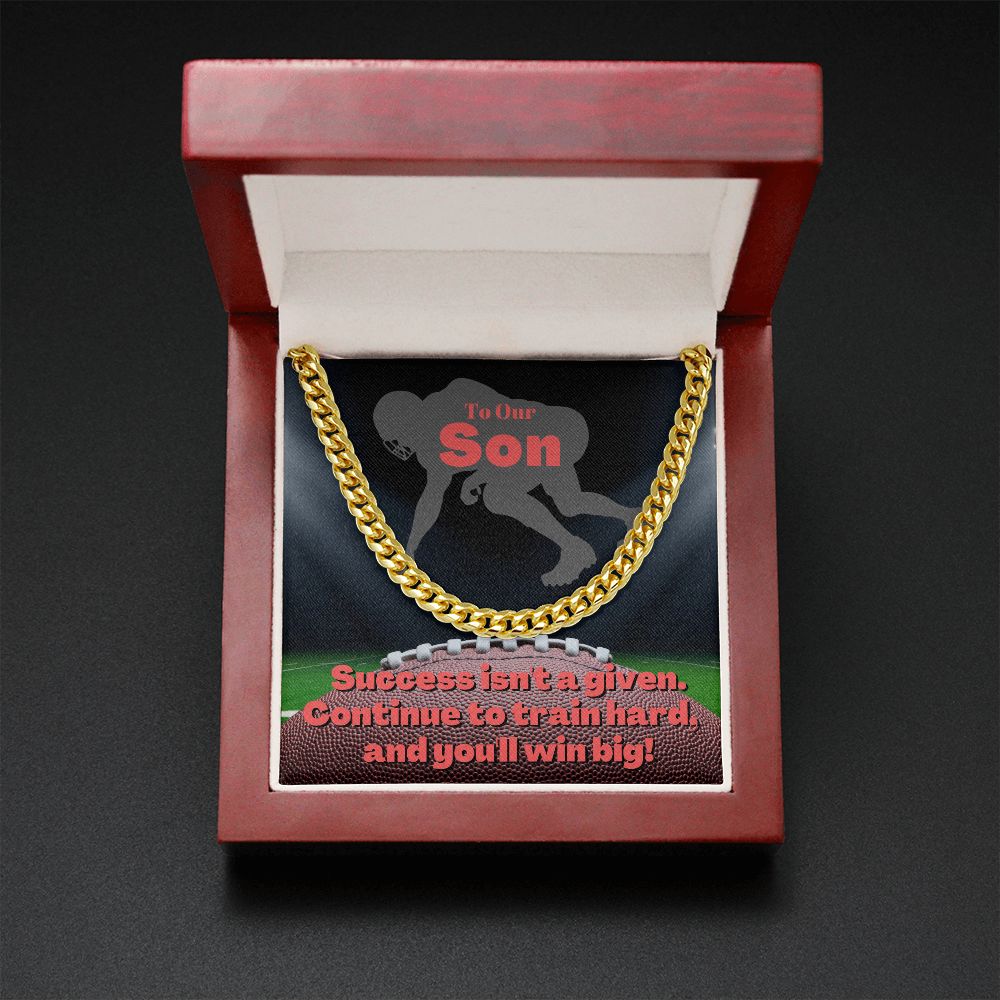 To Our Son, Cuban Link Necklace & Card Gift, Football Defense