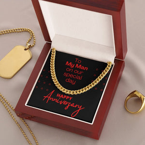 Cuban Link Anniversary Gift, 14K Gold, My Man, Red
