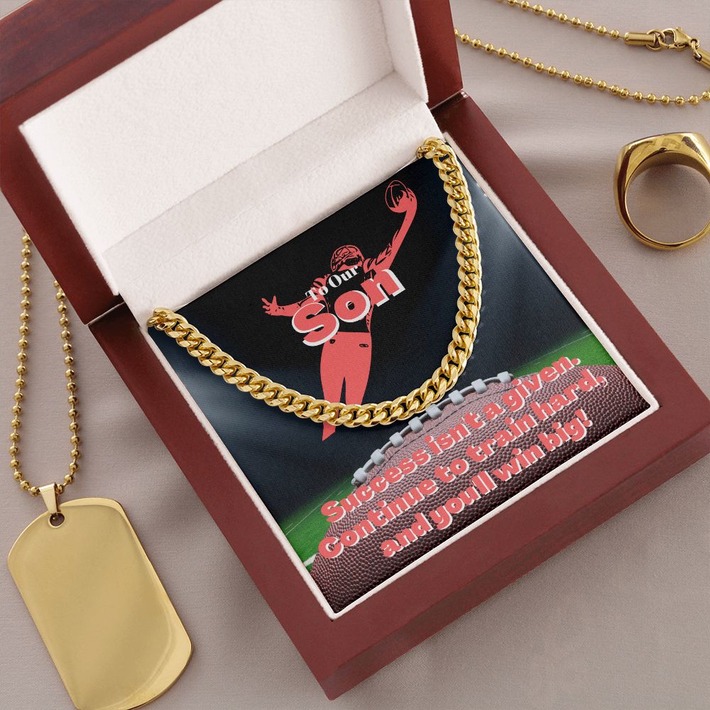 To Our Son, Cuban Link Necklace & Card Gift, Football Receiver