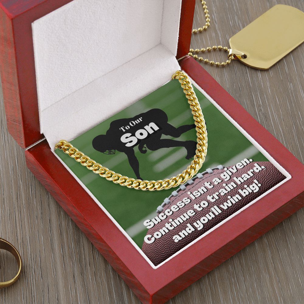 To Our Son, Cuban Link Necklace & Card Gift, Football Defense