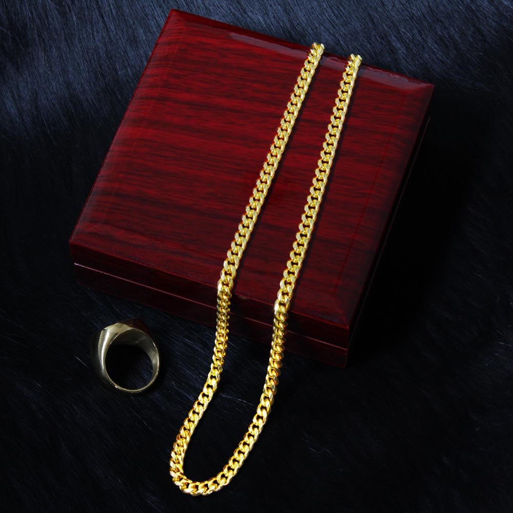 To My Son, Cuban Link Necklace & Card Gift, 14K Gold, Never Lose Sight