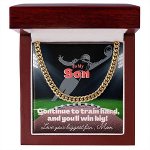 To My Son Cuban Link Chain & Card Gift From Mom, Football Player, Receiver