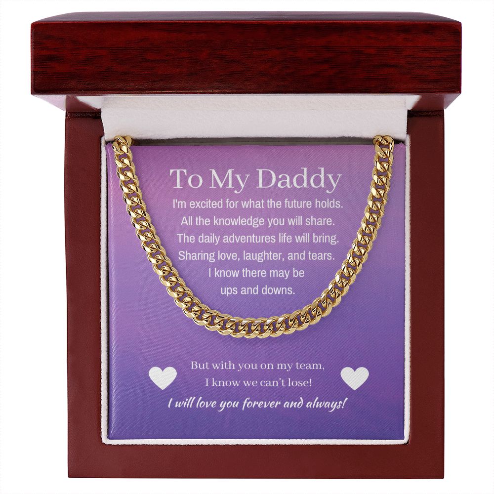 Cuban Link First Time Dad Gift, 14K Gold, To Dad From Girl