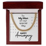 Load image into Gallery viewer, Cuban Link Anniversary Gift, 14K Gold, My Man, White

