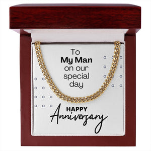 Cuban Link Anniversary Gift, 14K Gold, My Man, White