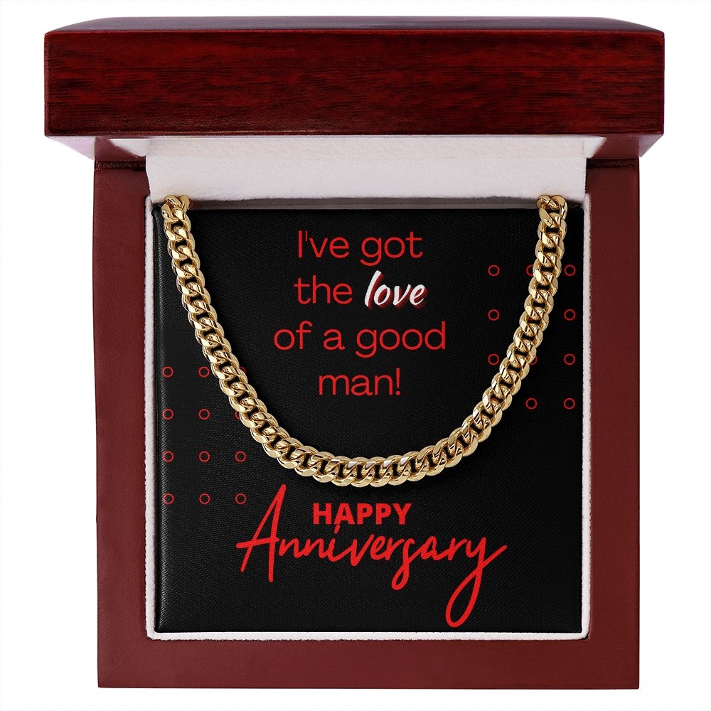 Cuban Link Anniversary Gift, Good Man, Gold
