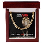 Load image into Gallery viewer, To My Son, Cuban Link Necklace &amp; Card Gift, 14K Gold, Lion Among Sheep
