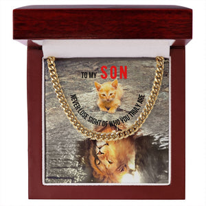 To My Son, Cuban Link Necklace & Card Gift, 14K Gold, Never Lose Sight