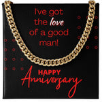 Load image into Gallery viewer, close up message card Cuban Link Anniversary Gift, Good Man, Gold
