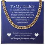 Load image into Gallery viewer, Cuban Link First Time Dad Gift, 14K Gold, To Dad From Boy on dads dresser
