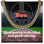 Load image into Gallery viewer, To My Son Cuban Link Chain &amp; Card Gift From Mom, Football Player, Helmet
