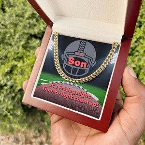 To My Son, Cuban Link Necklace & Card Gift, Football Helmet