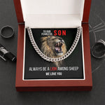 Load image into Gallery viewer, To Our Son, Cuban Link Necklace &amp; Card Gift, Stainless Steel, Lion Among Sheep
