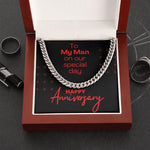Load image into Gallery viewer, Cuban Link Anniversary Gift For Him, My Man, Red, Stainless Steel Chain
