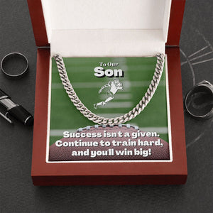 To Our Son, Cuban Link Necklace & Card Gift, Football Running Back