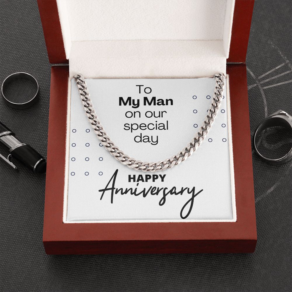 Cuban Link Anniversary Gift For Him, My Man, Stainless Steel