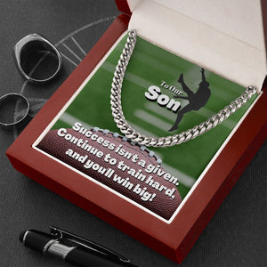 To Our Son, Cuban Link Necklace & Card Gift, Football Kicker