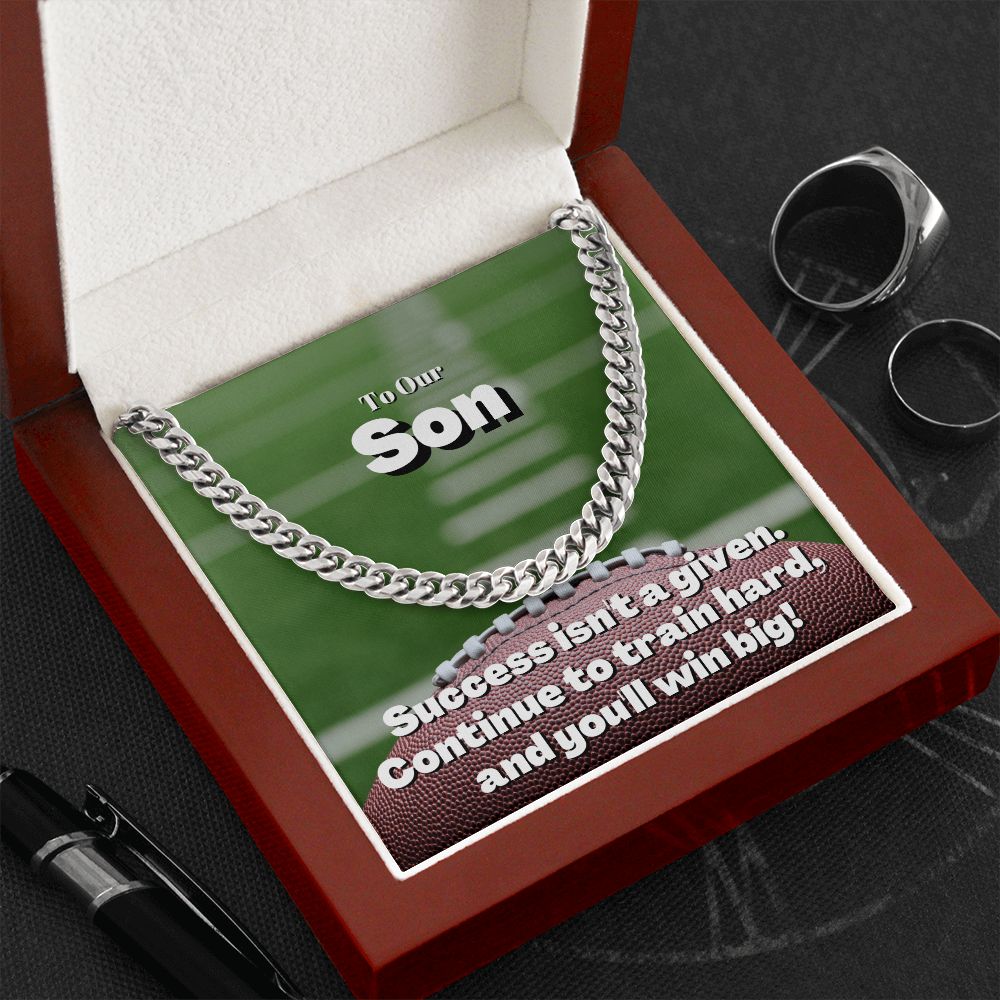To Our Son, Cuban Link Necklace & Card Gift, Football Son