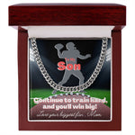 Load image into Gallery viewer, To My Son Cuban Link Chain &amp; Card Gift From Mom, Football Player, Quarterback
