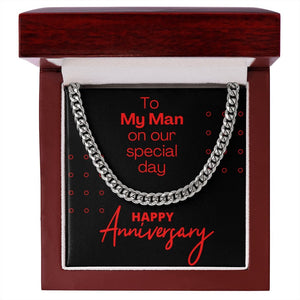 Cuban Link Anniversary Gift For Him, My Man, Red, Stainless Steel Chain