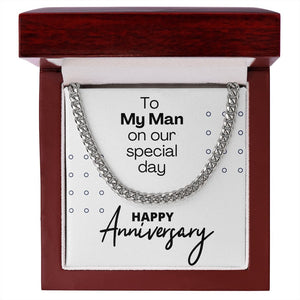 Cuban Link Anniversary Gift, Stainless Steel, My Man, White