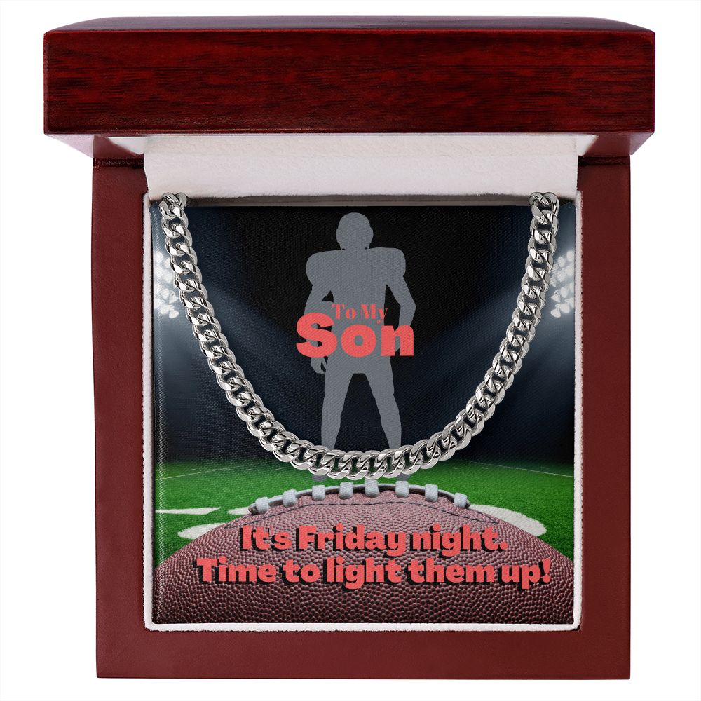 To My Son, Cuban Link Necklace & Card Gift, Football Player