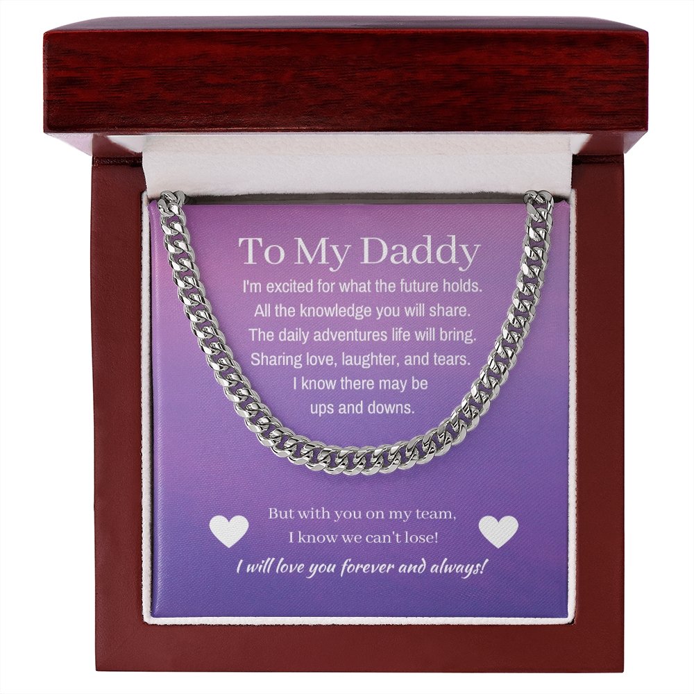 Cuban Link First Time Dad Gift, Girl Dad, Stainless Steel ChainCuban Link First Time Dad Gift, Stainless Steel, To Dad From Girl