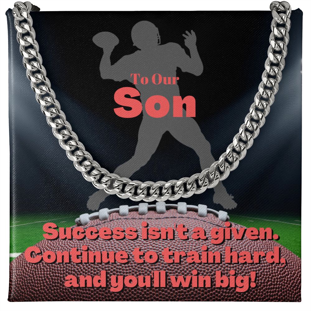 To Our Son, Cuban Link Necklace & Card Gift, Football Quarterback