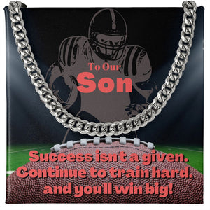 To Our Son, Cuban Link Necklace & Card Gift, Football Running Back