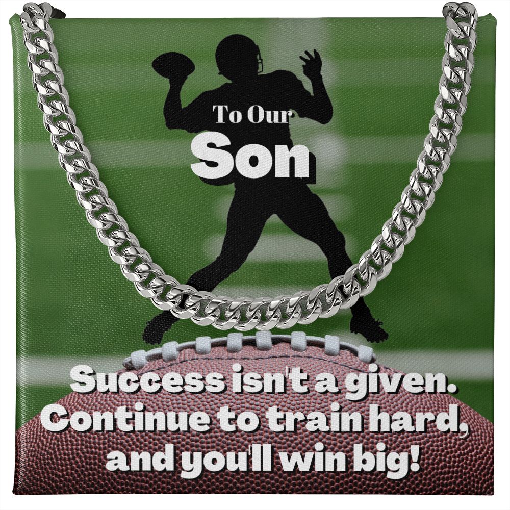 To Our Son, Cuban Link Necklace & Card Gift, Football Quarterback