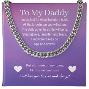 Cuban Link First Time Dad Gift, Stainless Steel, To Dad From Girl
