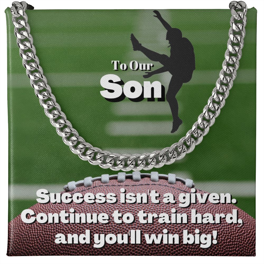 To Our Son, Cuban Link Necklace & Card Gift, Football Kicker