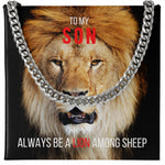 Load image into Gallery viewer, To My Son, Cuban Link Necklace &amp; Card Gift, Stainless Steel, Lion Among Sheep

