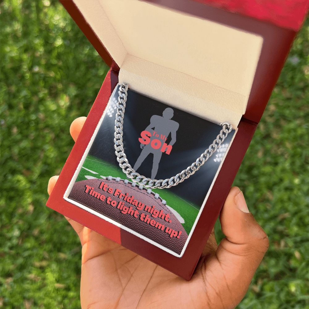To My Son, Cuban Link Necklace & Card Gift, Football Player