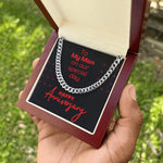 Load image into Gallery viewer, Cuban Link Anniversary Gift, Stainless Steel, My Man, Red held by husband
