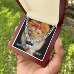 Load image into Gallery viewer, To My Son, Cuban Link Necklace &amp; Card Gift, Stainless Steel, Lion Among Sheep
