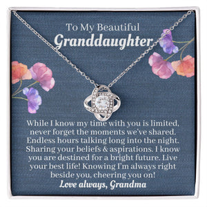 To My Granddaughter Necklace From Grandma, Floral Denim