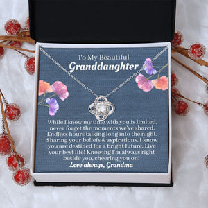 To My Granddaughter Necklace From Grandma, Floral Denim