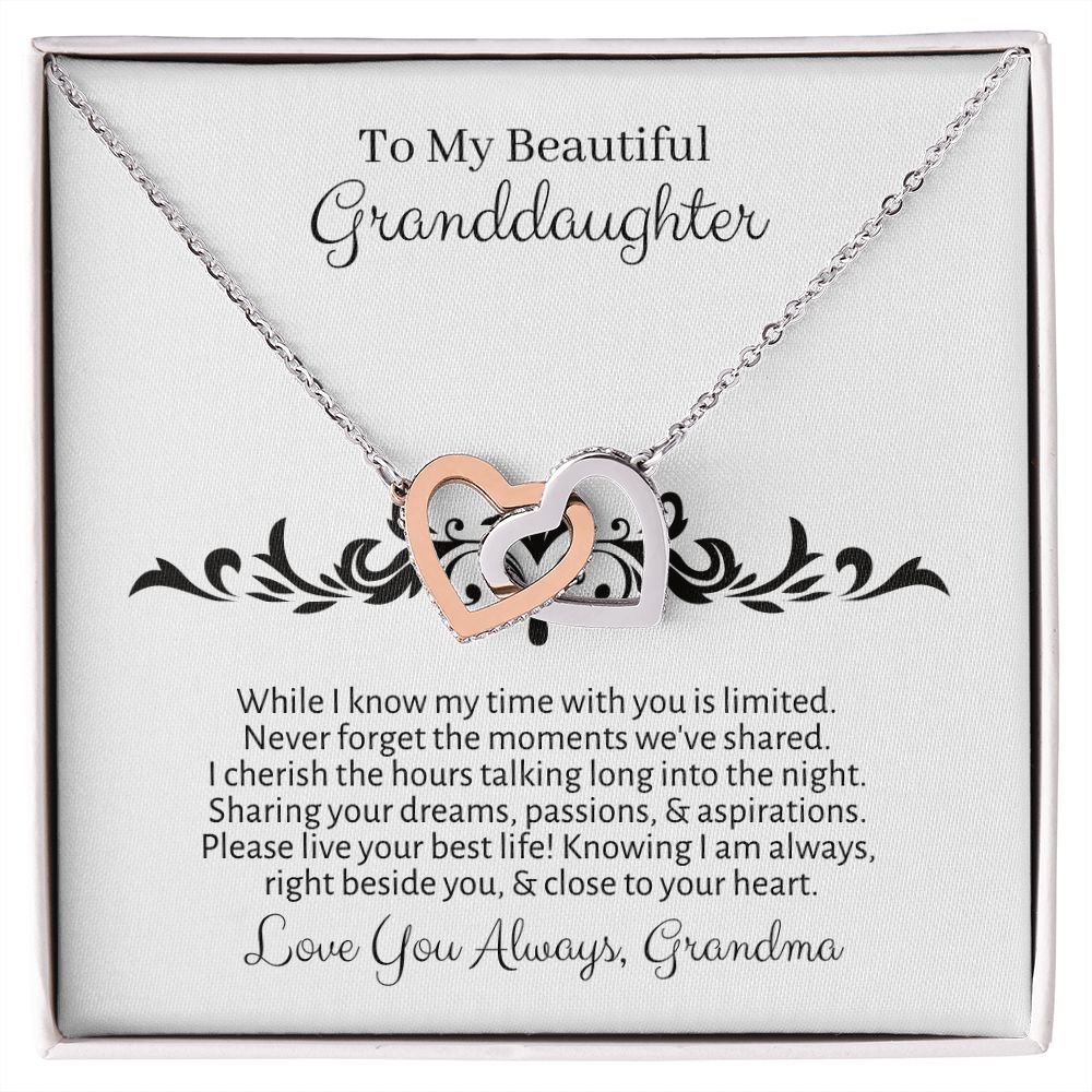 To My Granddaughter Necklace Gift, From Grandma, Fancy White