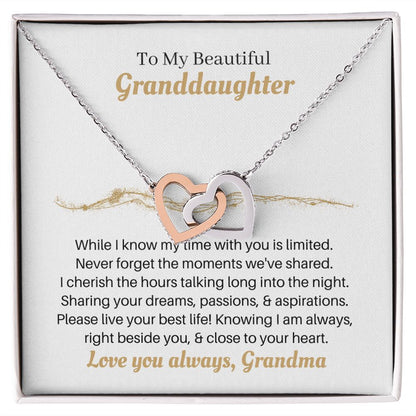 To My Granddaughter Necklace Gift, From Grandma, White Gold