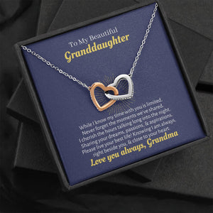 To My Granddaughter Necklace Gift, From Grandma, Blue