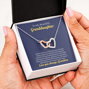 To My Granddaughter Necklace Gift, From Grandma, Blue in hand